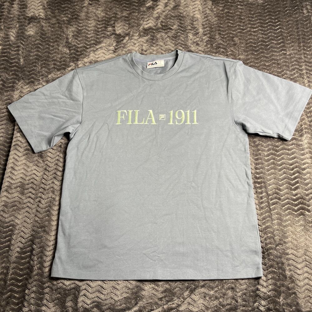 Mens Blue/Gray FILA 1911 T-Shirt Size Medium